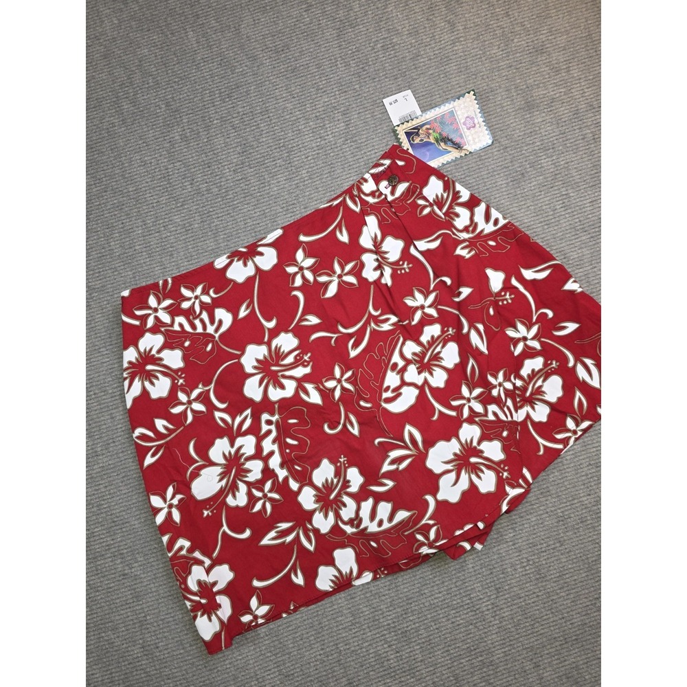 Hilo Hattie NEW Hawaii Red White Hibiscus Flower Skort Sz L Resort Beach
